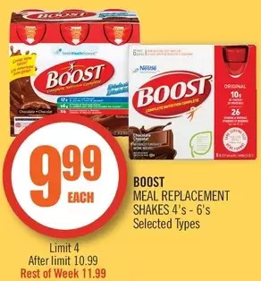 Shoppers Drug Mart Boost meal replacement shakes offer