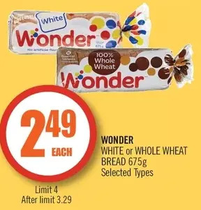 Shoppers Drug Mart Wonder white or whole wheat bread offer