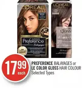 Shoppers Drug Mart Preference balayages or le color gloss hair colour offer