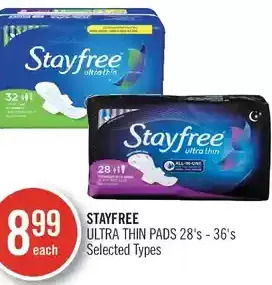 Shoppers Drug Mart Stayfree ultra thin pads offer