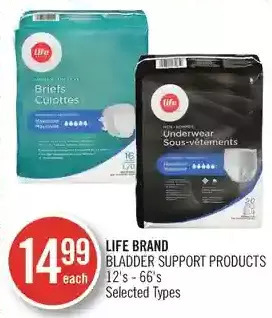 Shoppers Drug Mart Life brand bladder support products offer