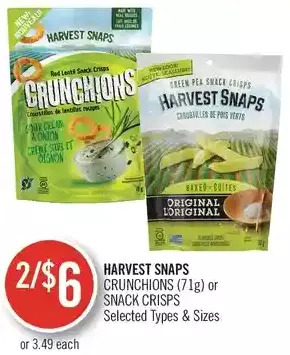 Shoppers Drug Mart Harvest snaps crunchions or snack crisps offer