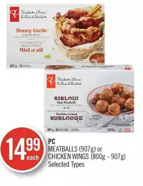 Shoppers Drug Mart Pc meatballs or chicken wings offer