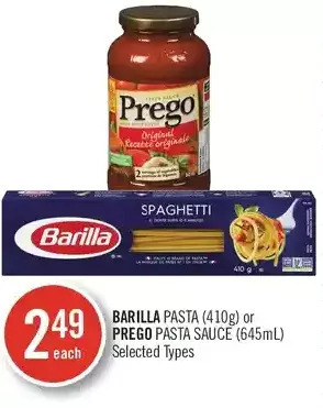Shoppers Drug Mart Barilla pasta or prego pasta sauce offer