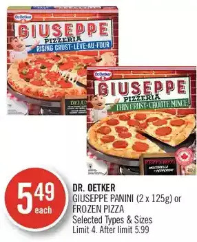 Shoppers Drug Mart Dr. oetker giuseppe panini or frozen pizza offer