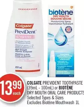Shoppers Drug Mart Colgate prevident toothpaste or biotene dry mouth oral care products offer