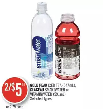Shoppers Drug Mart Gold peak iced tea, glaceau smartwater or vitaminwater offer