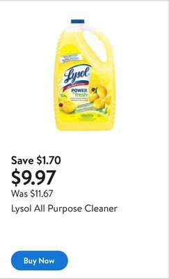 Walmart Lysol all purpose cleaner offer