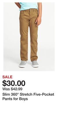 Old Navy Slim 360° stretch five-pocket pants for boys offer