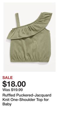 Old Navy Ruffled puckered-jacquard knit one-shoulder top for baby offer