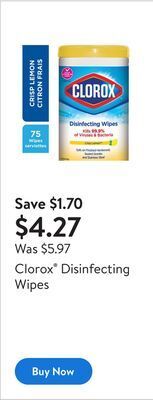 Walmart Clorox® disinfecting wipes offer