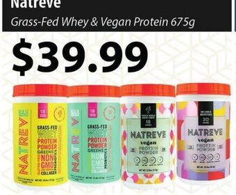 Healthy Planet Natreve grass-fed whey & vegan protein offer