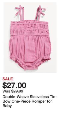 Old Navy Double-weave sleeveless tie-bow one-piece romper for baby offer