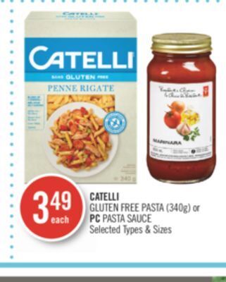 Shoppers Drug Mart Catelli gluten free pasta (340g) or pc pasta sauce offer