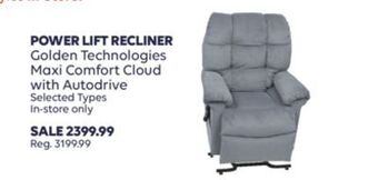 Shoppers Drug Mart Power lift recliner golden technologies maxi comfort cloud with autodrive offer