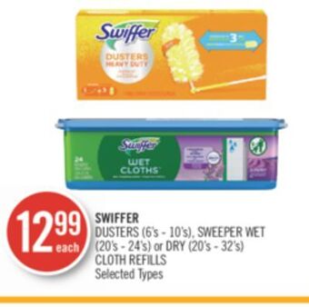 Shoppers Drug Mart Swiffer dusters (6's-10s), sweeper wet (20's-24s) or dry (20's-32's) cloth refills offer