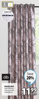 JYSK Madelina light filtering curtain panel offer