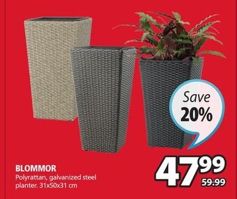 JYSK Blommor polyrattan, galvanized steel planter offer