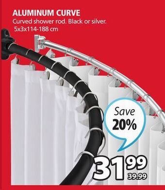 JYSK Aluminum curve curved shower rod offer
