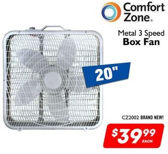 Factory Direct Comfort zone 20 metal 32 speed box fan offer