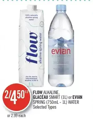 Shoppers Drug Mart Flow alkaline, glaceau smart or evian spring water offer