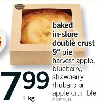 Fortinos Baked in-store double crust 9 pie offer