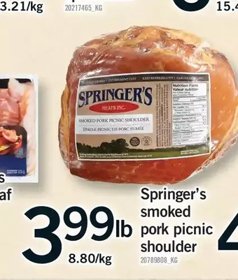 Fortinos Springer's smoked pork picnic shoulder offer