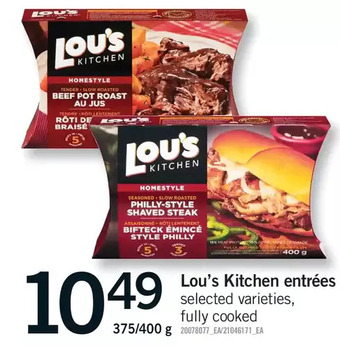 Fortinos Lou's kitchen entrées offer
