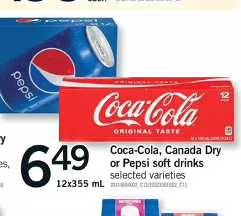 Fortinos Coca-cola, canada dry or pepsi soft drinks offer