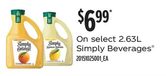 Fortinos Simply beverages offer