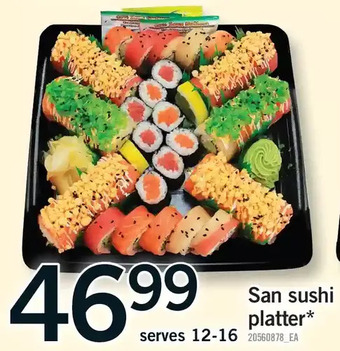 Fortinos San sushi platter offer