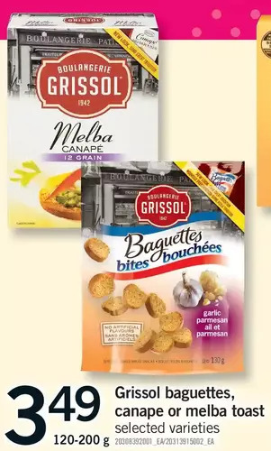 Fortinos Grissol baguettes, canape or melba toast offer