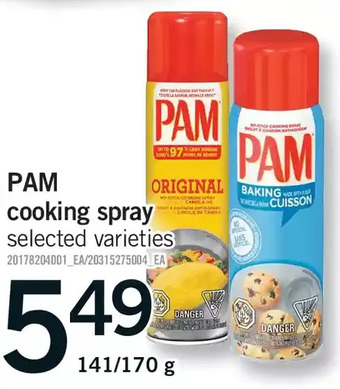 Fortinos Pam cooking spray offer