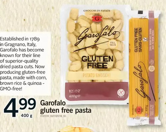 Fortinos Garofalo gluten free pasta offer