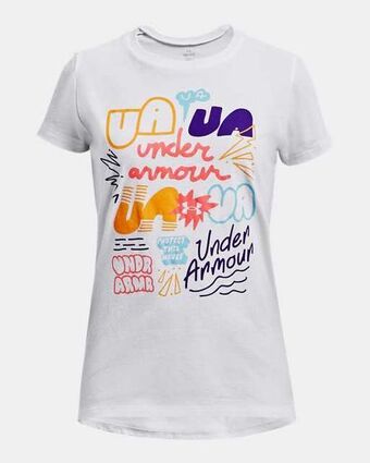 Under Armour Girls' ua scattered wordmark short sleeve offer