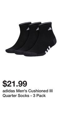 Sport Chek Adidas men's cushioned iii quarter socks - 3 pack offer