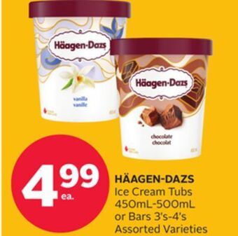 Rexall Häagen-dazs ice cream tubs 450ml-500ml or bars 3' s-4' s offer