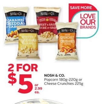 Rexall Nosh & co. popcorn 180g-220g or cheese crunchies 225g offer