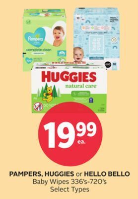Rexall Pampers, huggies or hello bello baby wipes 336' s-720' s offer