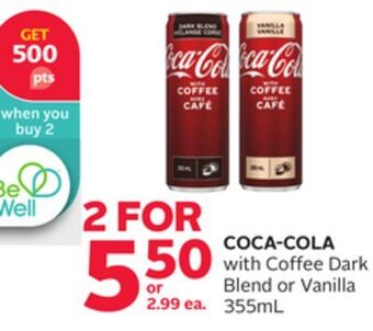 Rexall Coca-cola with coffee dark blend or vanilla 355ml offer