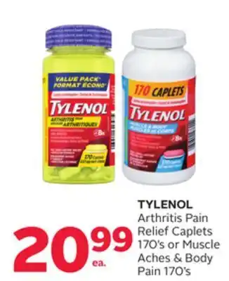 Rexall Tylenol arthritis pain relief caplets 170' s or muscle aches & body pain 170' s offer