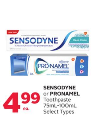 Rexall Sensodyne or pronamel toothpaste 75ml-100ml offer