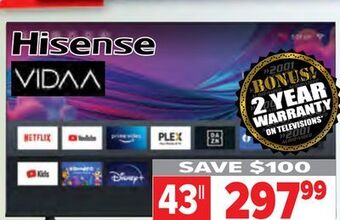 2001 Audio Video Hisense 4k ultra hd vidaa tv offer