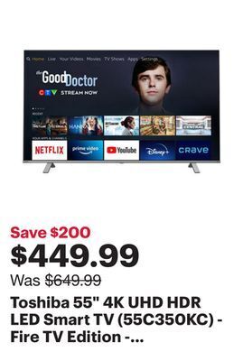 Best Buy Toshiba 55 4k uhd hdr led smart tv (55c350kc) - fire tv edition - 2021 - only at best buy offer