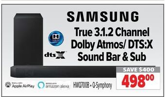 2001 Audio Video Samsung true 3.12 channel dolby atmos/ dts:x sound bar & sub offer