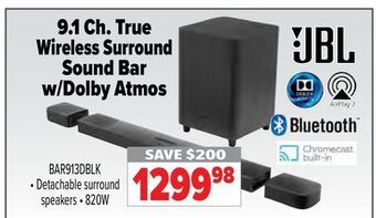 2001 Audio Video Jbl 9.1 ch. true sound bar wireless surround w/dolby atmos offer