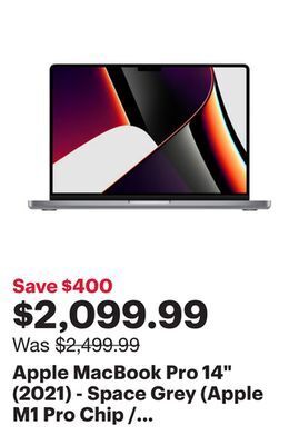 Best Buy Apple macbook pro 14 (2021) - space grey (apple m1 pro chip / 512gb ssd / 16gb ram) - english offer