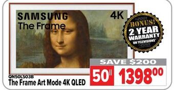 2001 Audio Video Samsung the frame art mode 4k qled offer