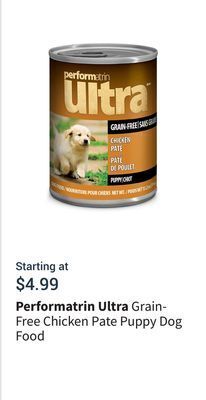 Petvalu Grain-free chicken pate puppy dog food offer
