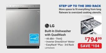Visions Electronics Lg built-in dishwasher with quadwash offer